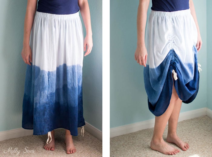 Long and Short Lengths - Sew an adjustable length skirt - make a skirt with ruching - a tutorial by Melly Sews