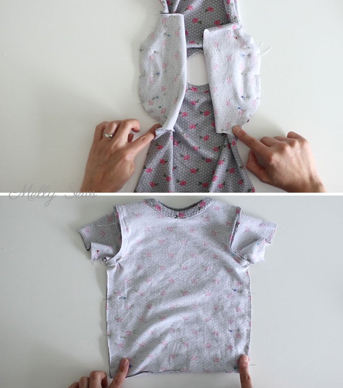 Step 4 - Sew a baby tshirt - super cute free pattern - would be an adorable baby gift! Tutorial and video from Melly Sews 