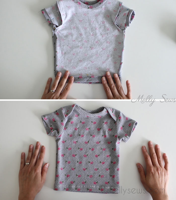 Step 5 - Sew a baby tshirt - super cute free pattern - would be an adorable baby gift! Tutorial and video from Melly Sews 