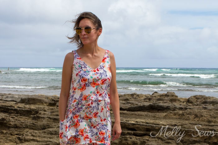Casual dress with pockets - Sew a dropped waist floral sundress with big pockets - tutorial and pattern by Melly Sews