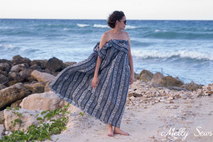 Swimsuit Cover Up Dress - Ruffled Maxi Dress Beach Cover Up - So Simple to Sew - Melly Sews