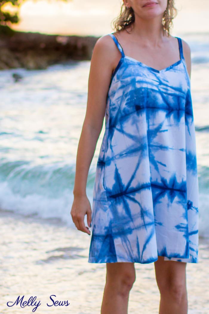 Beach Dress - How to Shibori Dye - Make this Shibori Dyed Sundress with this tutorial and pattern - Melly Sews