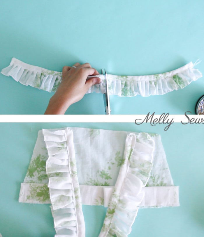 Step 2 - Sew a Ruffle Strap Pinafore Dress - Apron Dress for Girls - with free pattern and video tutorial on Melly Sews