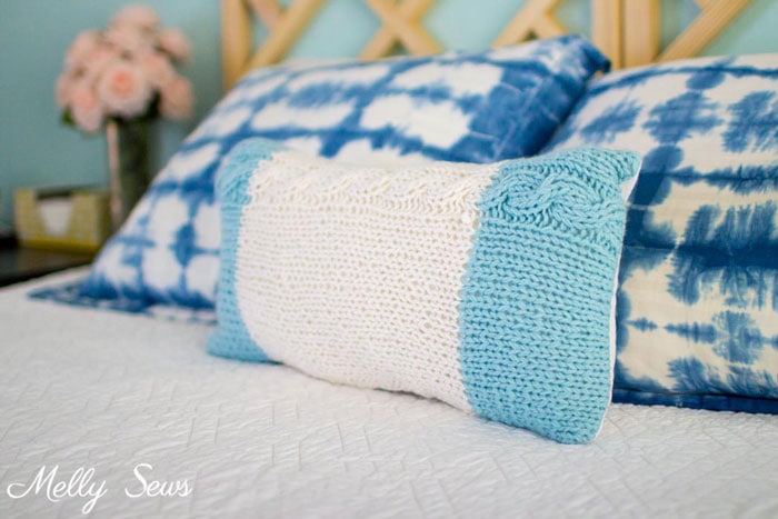Shibori Pillow Shams and Chunky Knit - Cable Knit Pillow - Pattern and Tutorial by Melly Sews