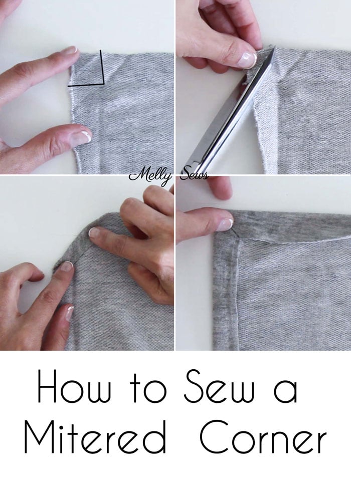 How to sew a mitered corner on knit fabric - Make a travel wrap - wear this wrap in these styles and more - simple tutorial (could even be no sew!) from Melly Sews for this travel scarf