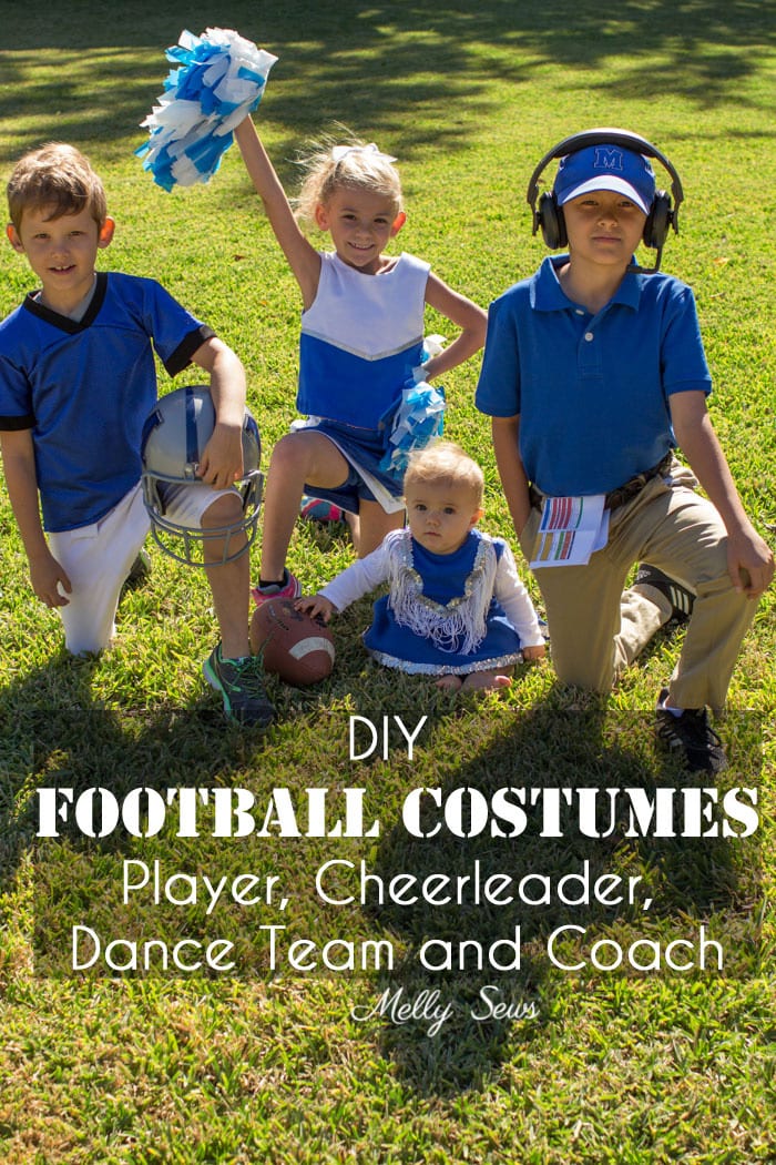 DIY Football Costumes - How to Make a Football Player Costume, How to Make a Cheerleader Costume, How to Make a Dance Squad Costume - Melly Sews Group Halloween Costume