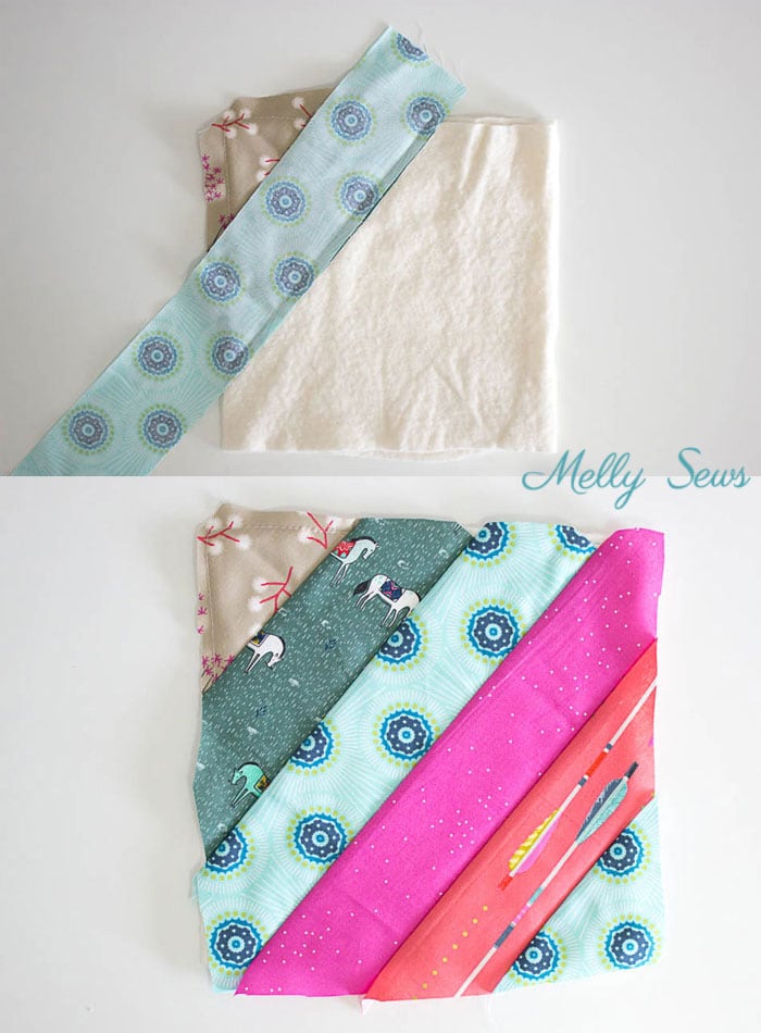 Step 4 - Sew a pot holder - quilt as you go - great scrapbuster - easy to make gift - DIY tutorial by Melly Sews