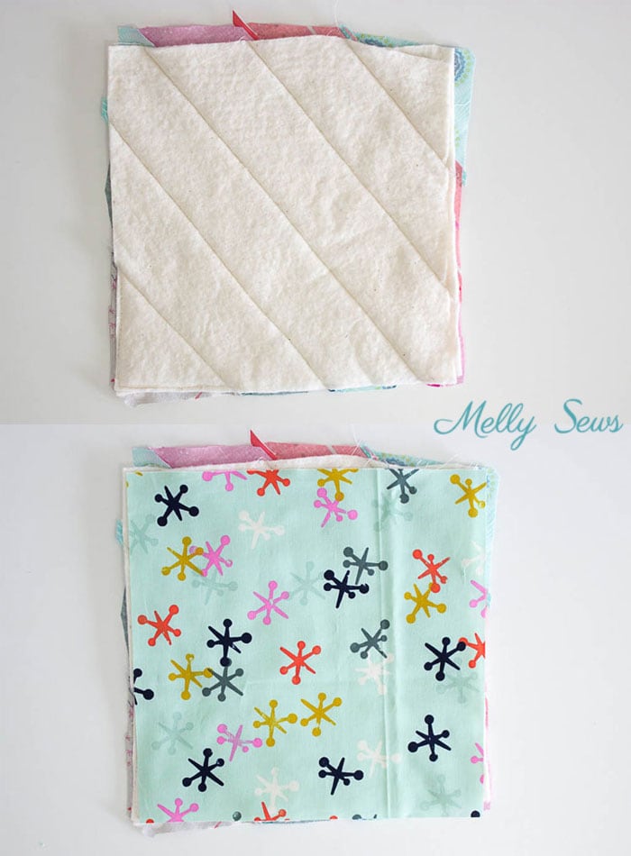 Step 5 - Sew a pot holder - quilt as you go - great scrapbuster - easy to make gift - DIY tutorial by Melly Sews
