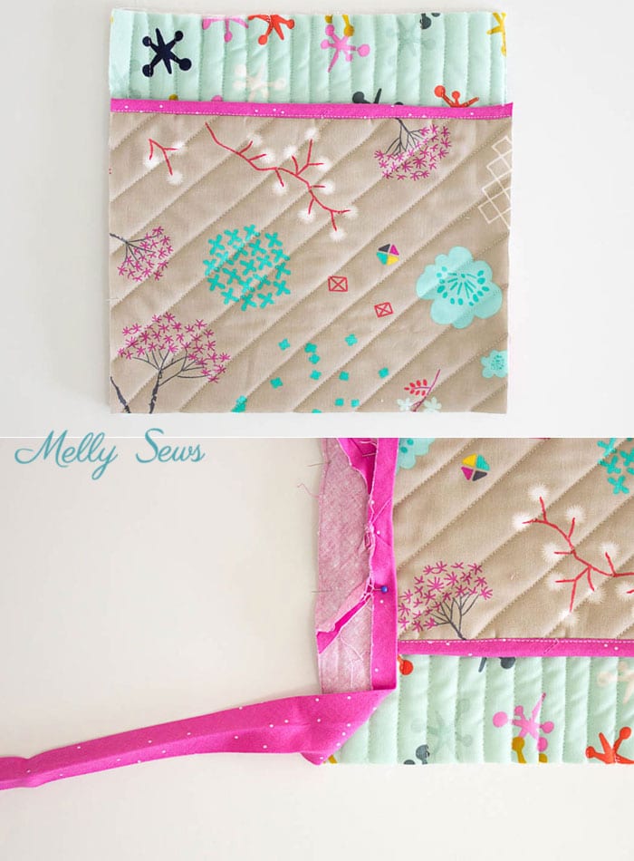 Step 7 - Sew a pot holder - quilt as you go - great scrapbuster - easy to make gift - DIY tutorial by Melly Sews