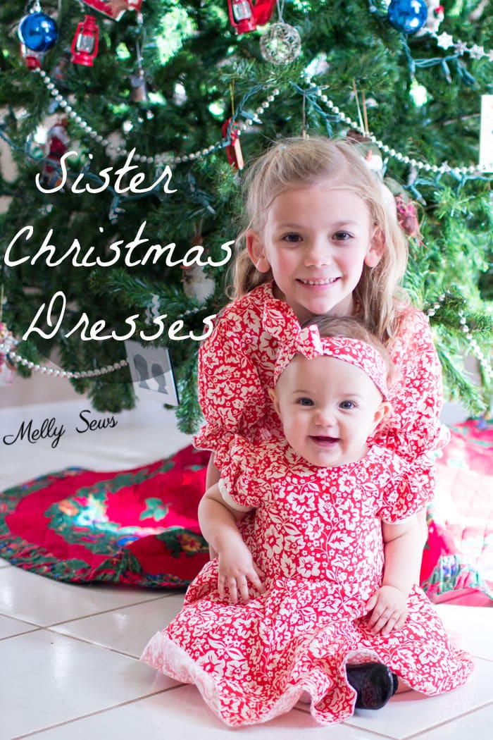 Sew matching Christmas Dresses for sisters - Melly Sews