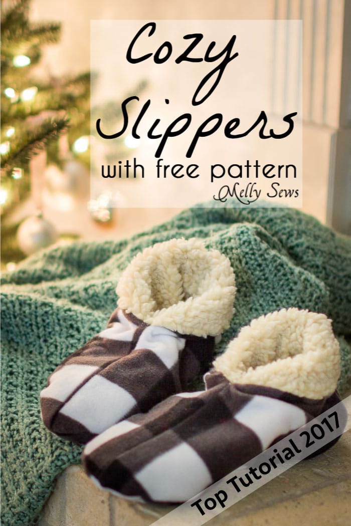 Top 5 Tutorials 2017 - Sew Cozy Slippers - from Melly Sews