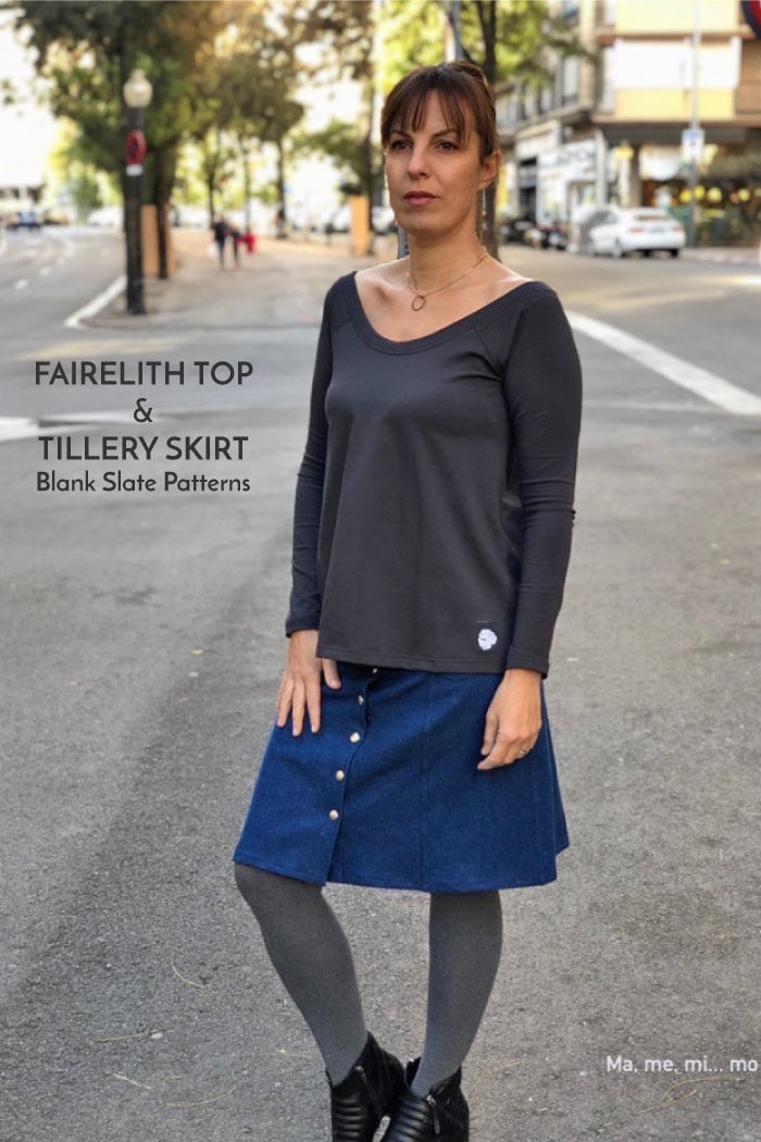Tillery Skirt & Fairelith Top sewing patterns by Blank Slate Patterns sewn by Mamemimo