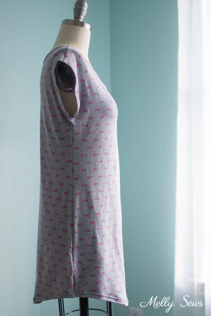 Side view - Sew a Sleep Shirt - DIY Nightgown with this tutorial and free pattern from Melly Sews
