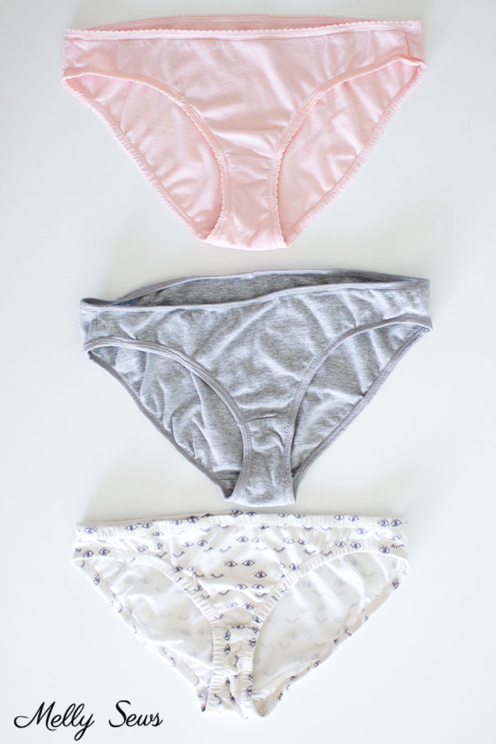 Three ways to finish panties: regular elastic, fold over elastic and lingerie elastic - Sew underwear - panties pattern and tutorial by Melly Sews