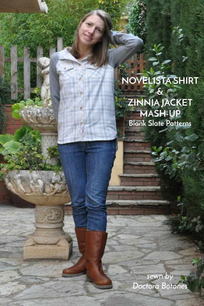 Novelista Shirt and Zinnia Jacket mash-up - sewing patterns by Blank Slate Patterns sewn by Doctora Botones