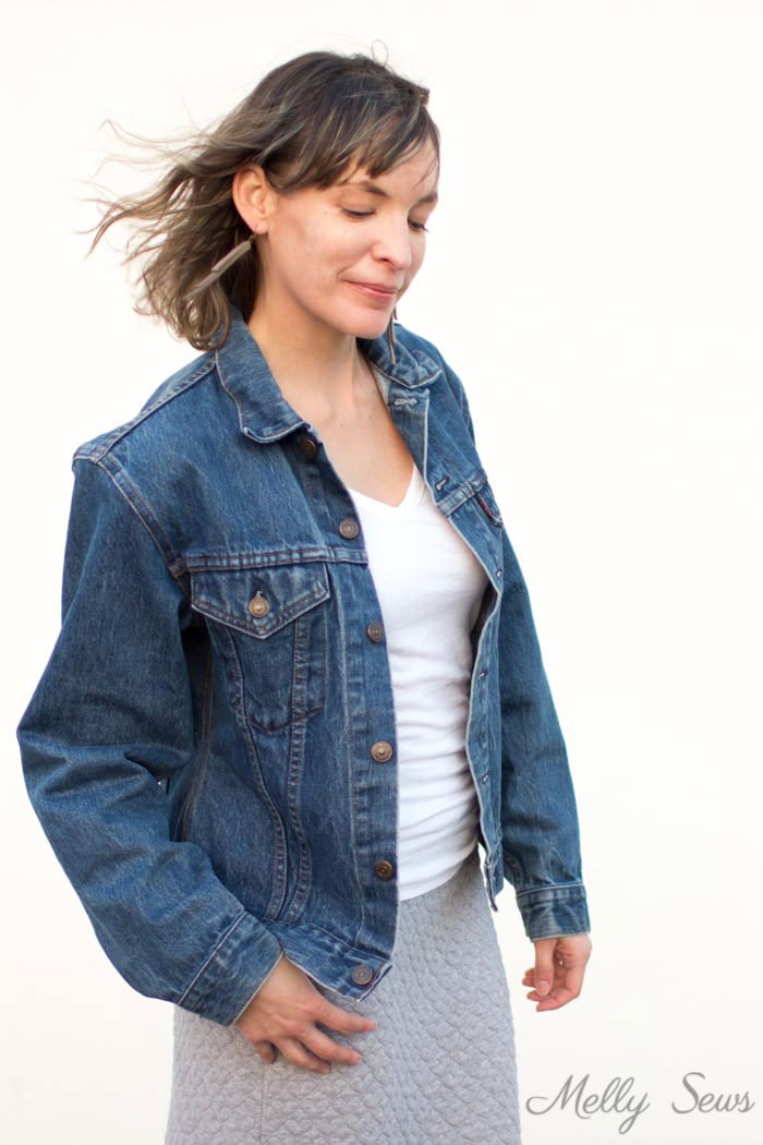 Oversized jean jacket - How to Alter a Jean Jacket - Sew a Denim Jacket - Melly Sews