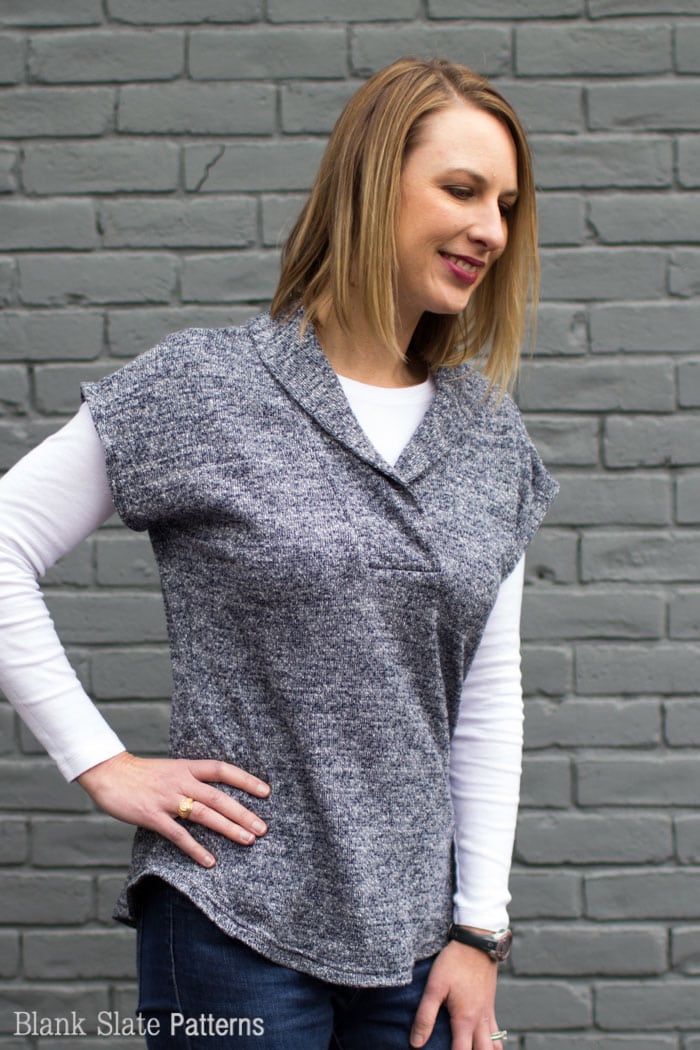 Sora Pattern - Shawl collar pullover in sweater knit - pullover cardigan sewing pattern - women's cardigan sewing pattern - Blank Slate Patterns 