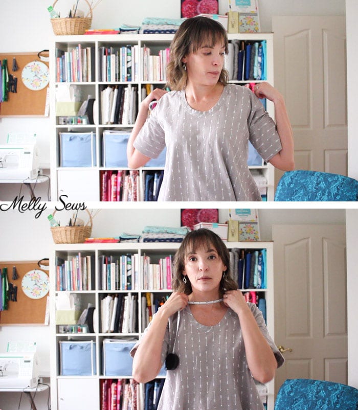 Step 1 - DIY Kimono-style Wrap - Sew a Swim Cover From Scarves - Video Tutorial by Melly Sews