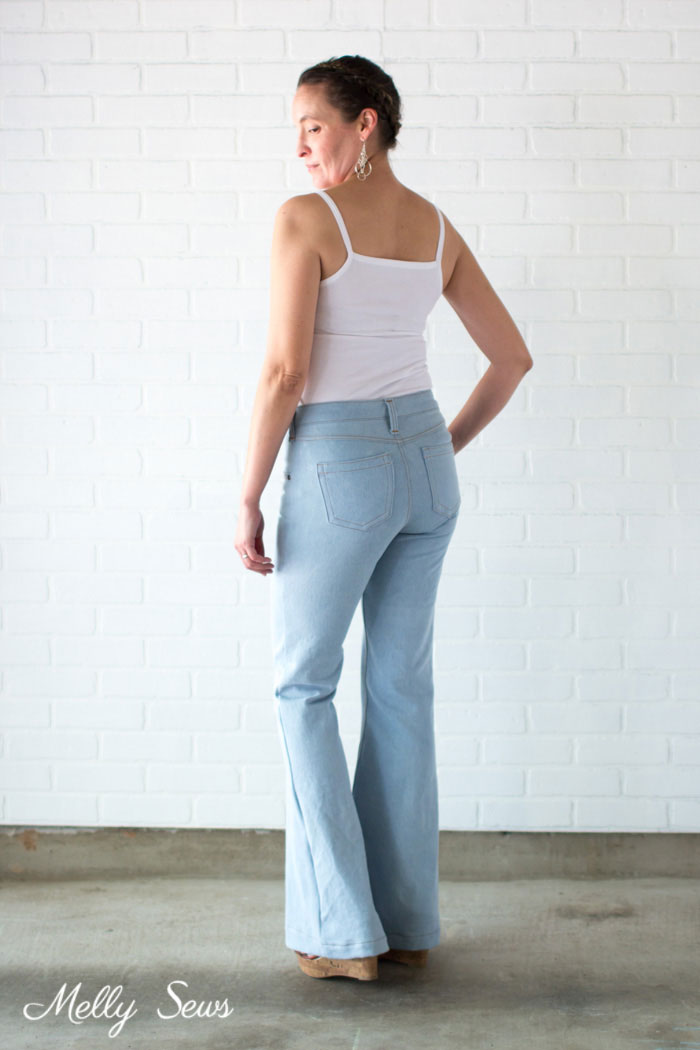Distressed jeans - Sew high waisted jeans - self drafted bleached flared jeans - Melly Sews