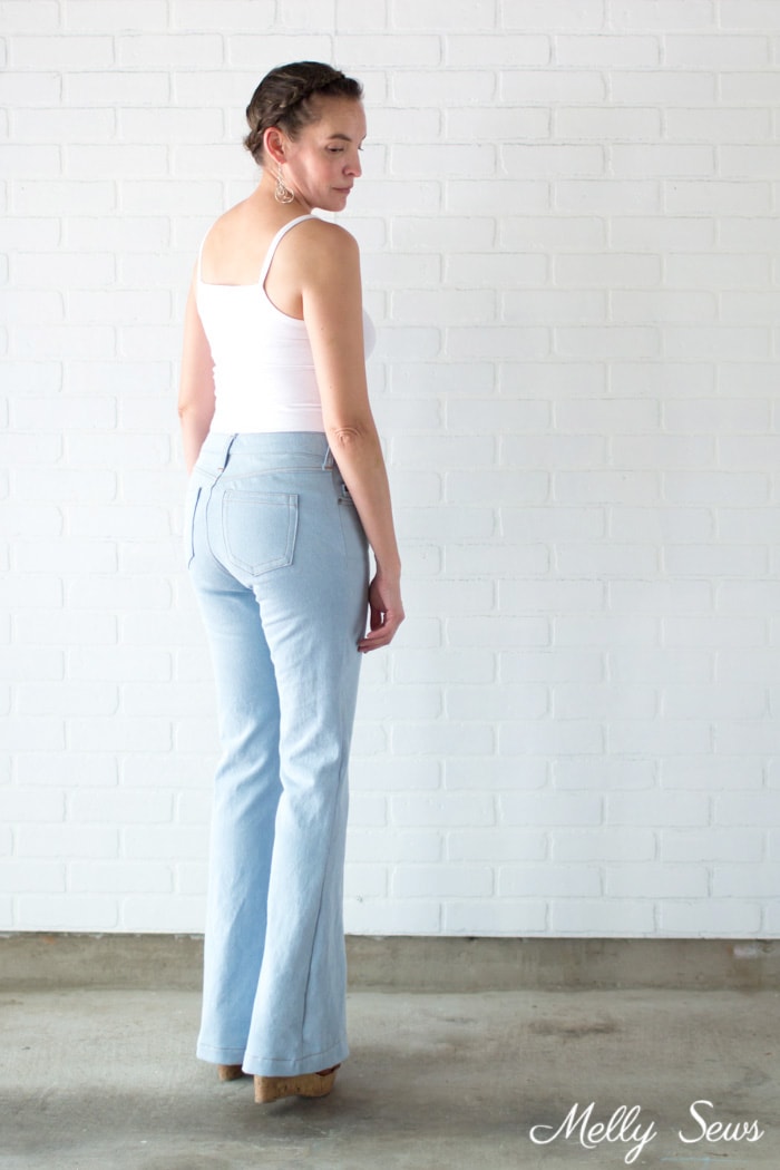 Flare jeans - Sew high waisted jeans - self drafted bleached flared jeans - Melly Sews