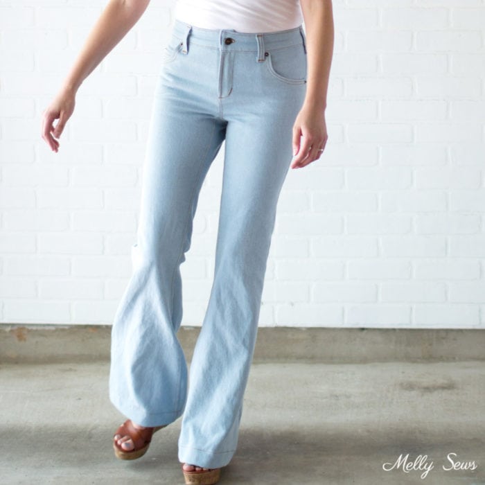 Jeans and wedges - Sew high waisted jeans - self drafted bleached flared jeans - Melly Sews