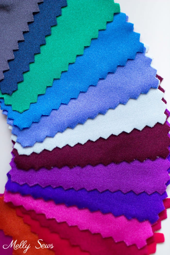 Nylon spandex samples - Learn to sew spandex - sewing lycra or elastane tips and tricks - Melly Sews