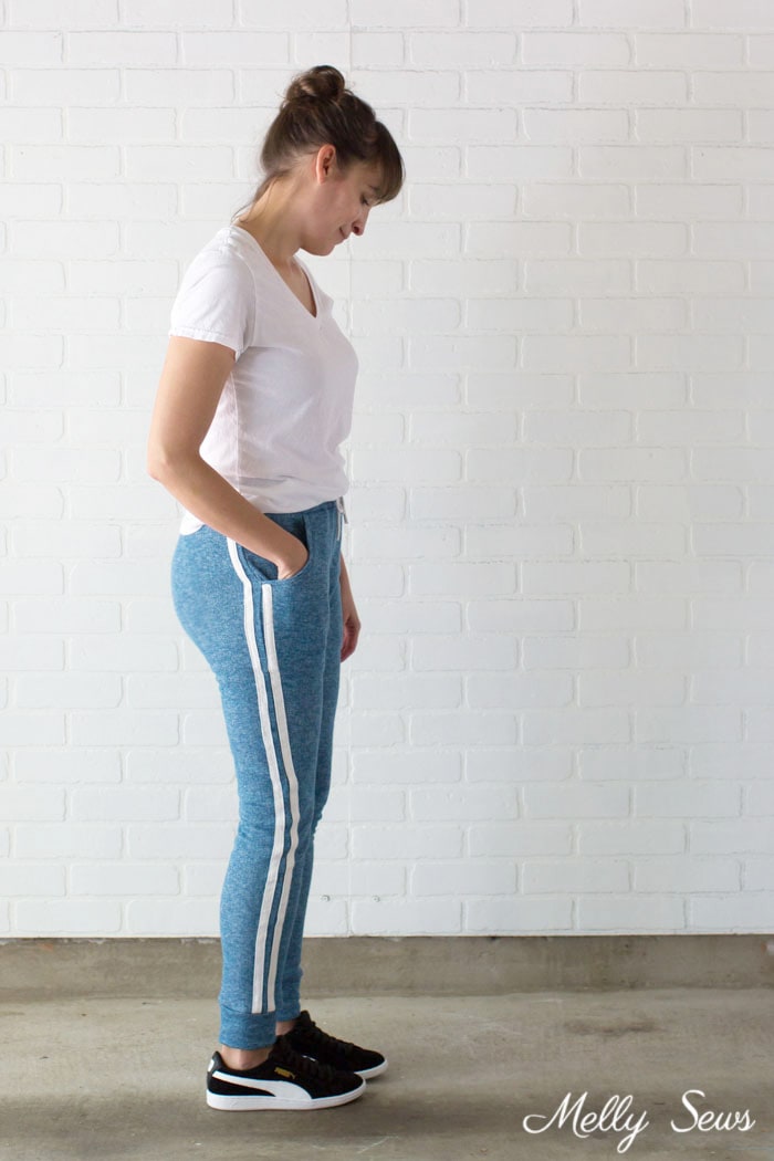 Striped joggers - How to Add Stripes to Clothes - Sew Stripes - Melly Sews