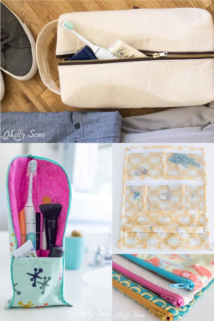 Sew organizers for travel - free tutorials from Melly Sews