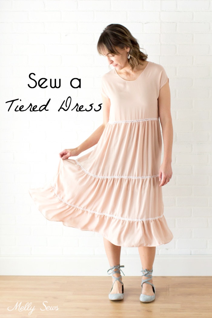 Boho Style Tiered Dress - Tutorial to sew a tiered dress using a free pattern - Melly Sews