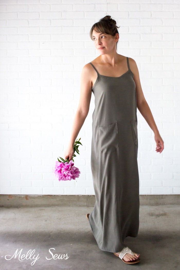 Spaghetti Strap Dress - Sew a simple maxi dress - perfect for summer - DIY tutorial by Melly Sews