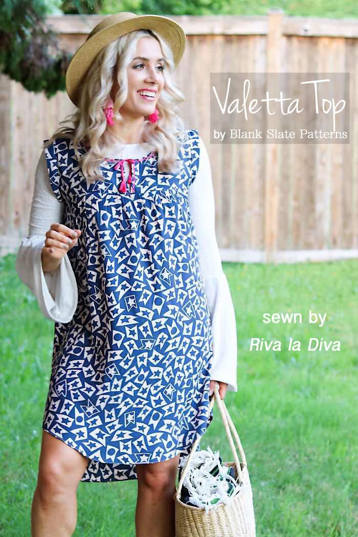 Valetta Top sewing pattern from Blank Slate Patterns sewn by Riva la Diva