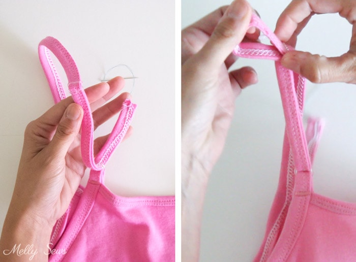 Step 4 - Sew Adjustable Straps - How to Install Lingerie Sliders - Melly Sews