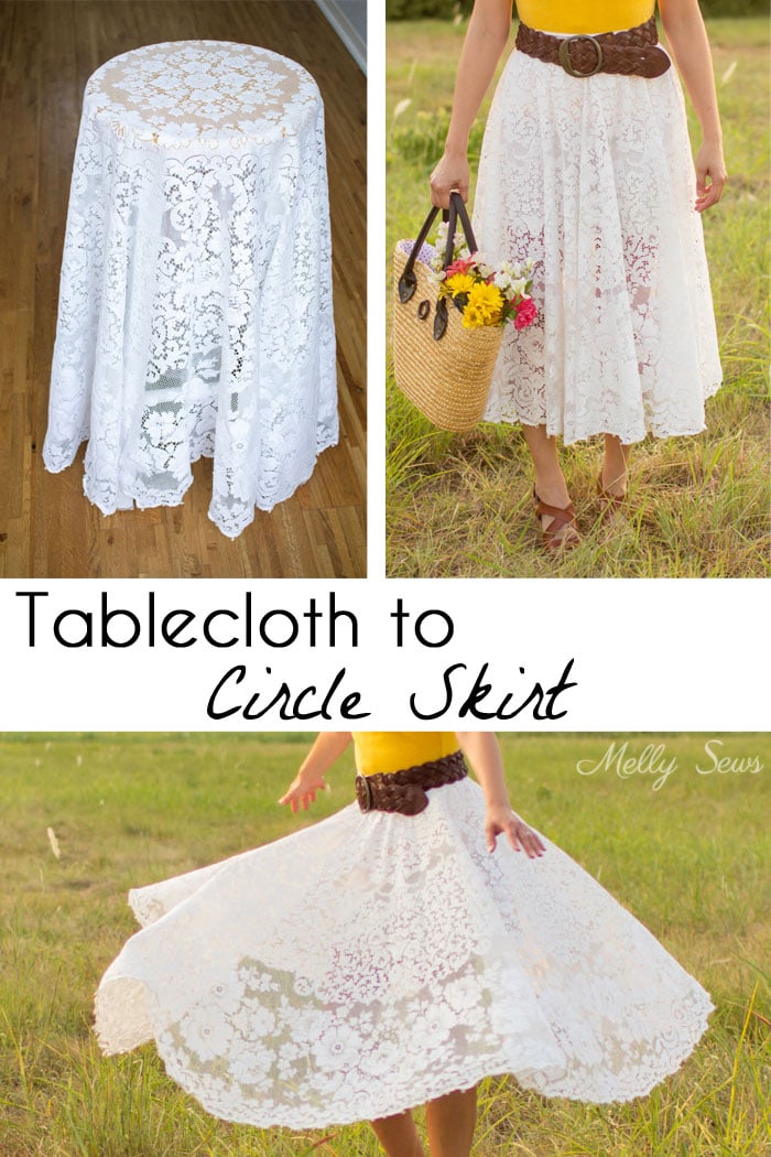Turn a vintage table cloth into a skirt - sustainable sewing tutorial by Melly Sews
