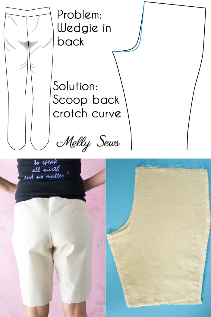 Full rear pants adjustment - Pants fitting help - How to Sew Pants that Fit - Fit Problems and Solutions - Melly Sews