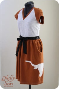 Longhorn Game Day Dress - Melly Sews - DIY tutorial to make this out of 2 t-shirts #sewing #diy