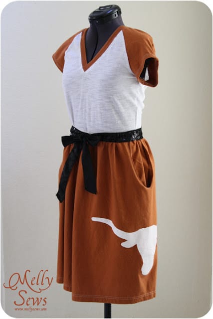 Longhorn Game Day Dress - Melly Sews - DIY tutorial to make this out of 2 t-shirts #sewing #diy 