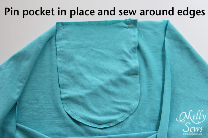 Sew pocket to skirt