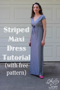 Striped Maxi Sundress Tutorial by Melly Sews with free pattern