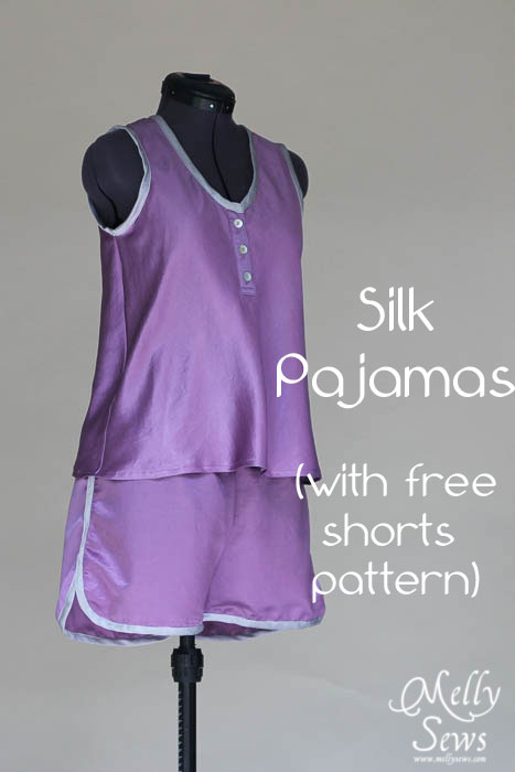 Sew Pajamas with this easy care silk cotton fabric and free pattern for the bottoms by Melly Sews