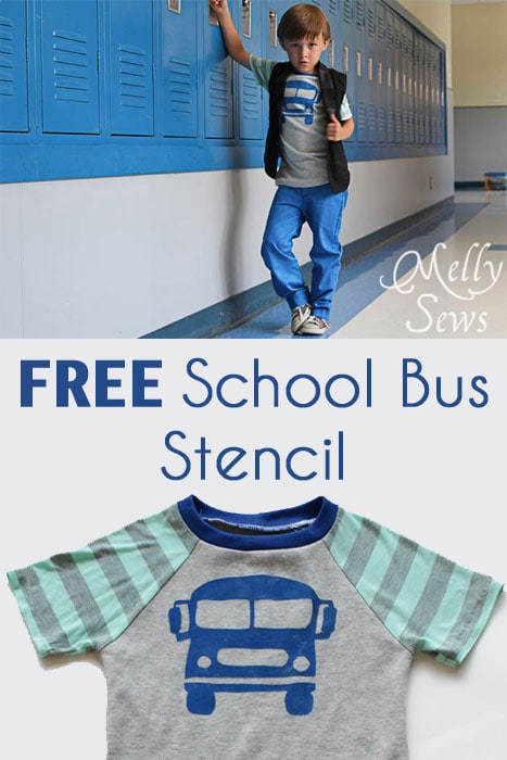 Free stencil printable for this School Bus graphic - Melly Sews