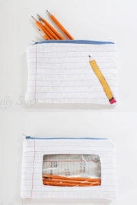 vinyl window insert in notebook paper zip pouch
