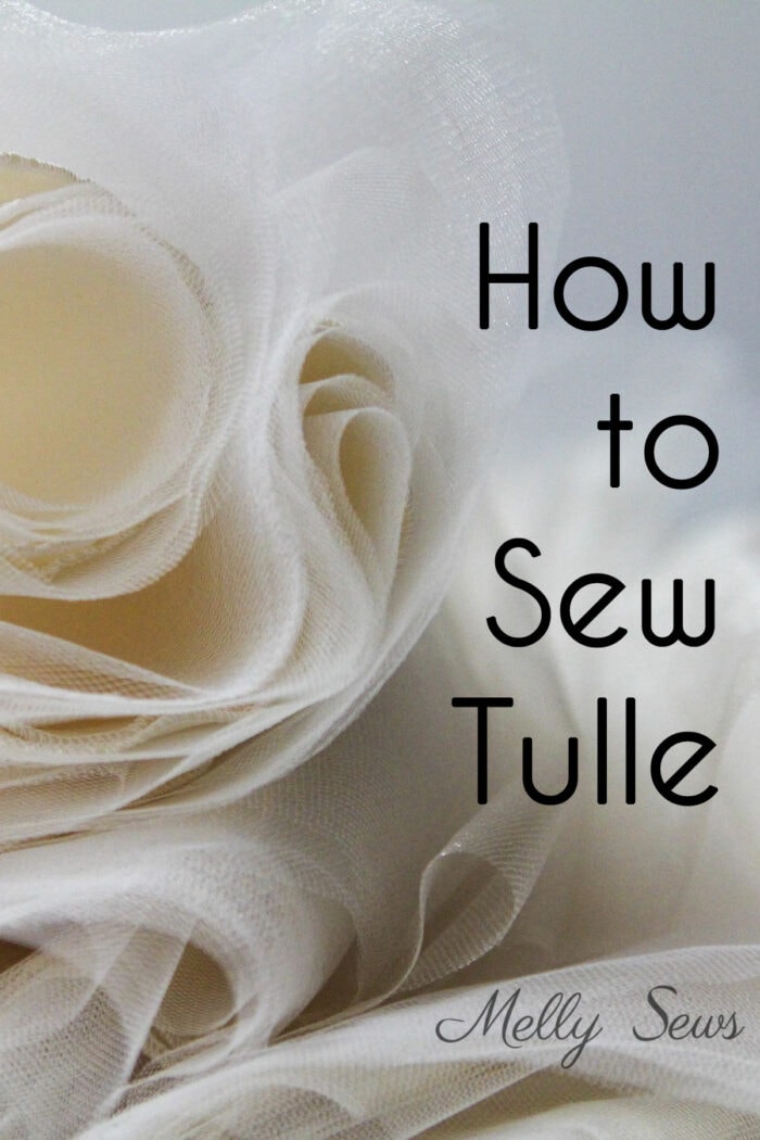 Folds of ivory tulle fabric and text How to Sew Tulle