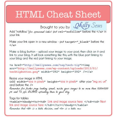 Basic HTML for Bloggers – with Printable Cheat Sheet!