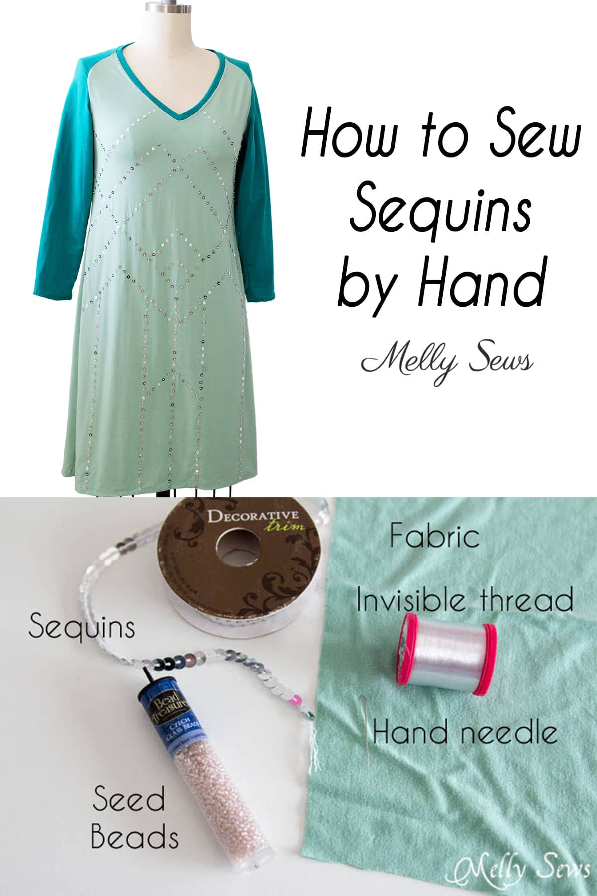 How to Sew Sequins to Add Sparkle to a Dress - Melly Sews