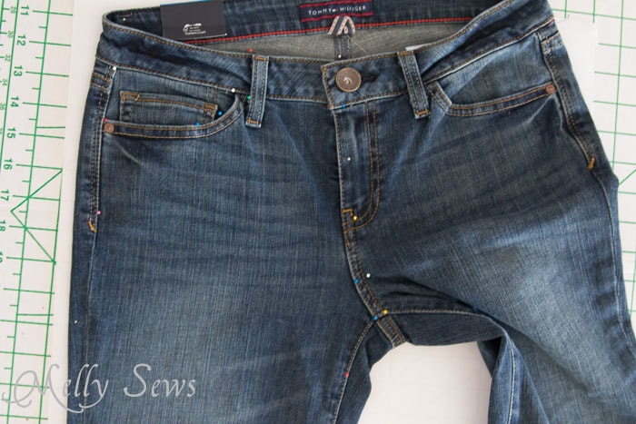 Use pins and cardboard to make a pattern from your jeans - without destroying them! http://mellysews.com