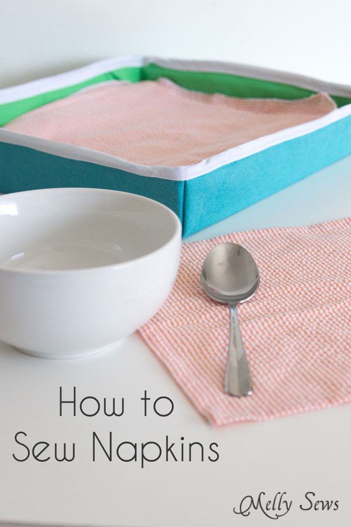 How to sew napkins with mitered corners - Melly Sews