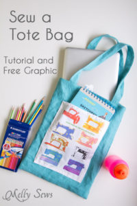 Sew a tote bag - an EASY project for beginners - cute FREE printable graphic to add - Melly Sews