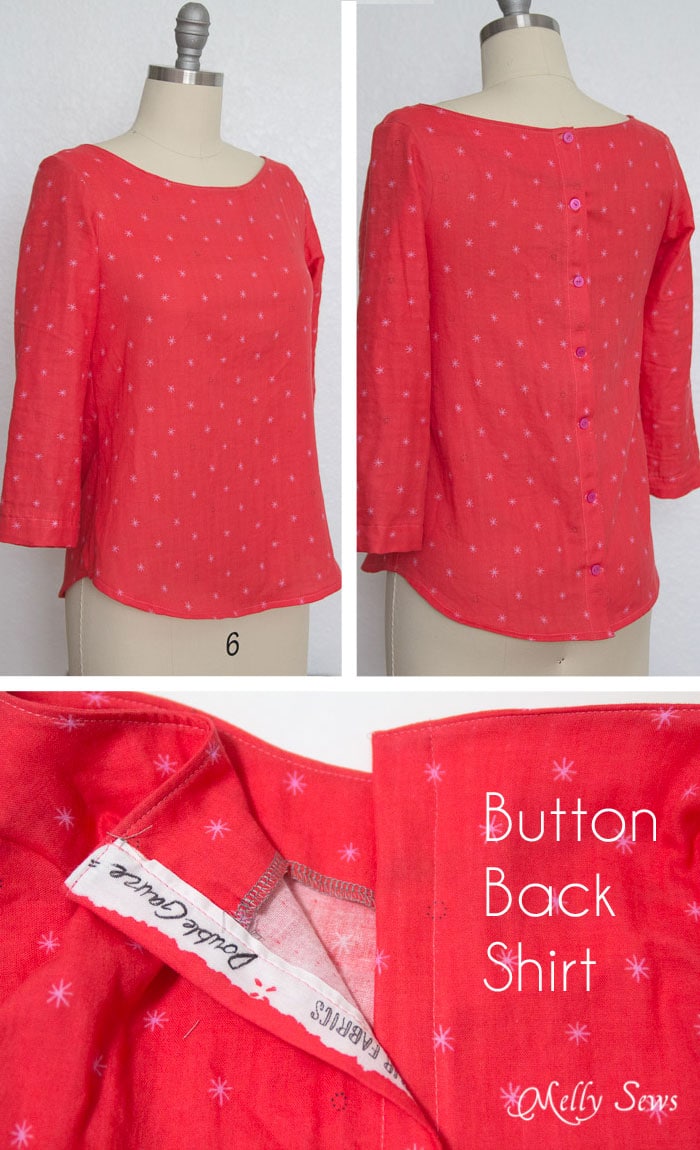 How to Make a Button Back Top - Sew a top that buttons down the back with this tutorial from Melly Sews