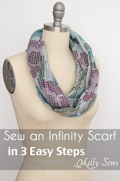How to sew an infinity scarf - Make an infinity scarf in just 3 steps! Perfect for a gifts or group craft projects - Melly Sews