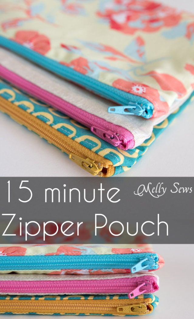 How to Sew a Zipper Pouch - 15 minute sewing project - Melly Sews - great practice sewing zippers